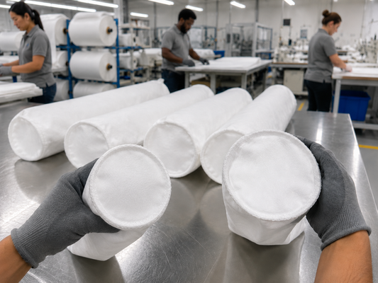 4 5/8" × 124" Pulse Jet Polyester Replacement Filter Bag | Singed Inside