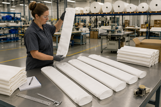 4 5/8" × 124" Pulse Jet Polyester Replacement Filter Bag | Singed Outside